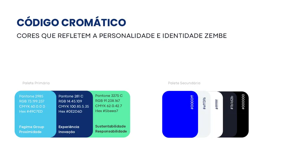 Manual de marca da Zembe — código cromático